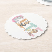 LOONEY TUNES™ Schattigee Waterverf Wordmark Kartonnen Onderzetters (Gekanteld)