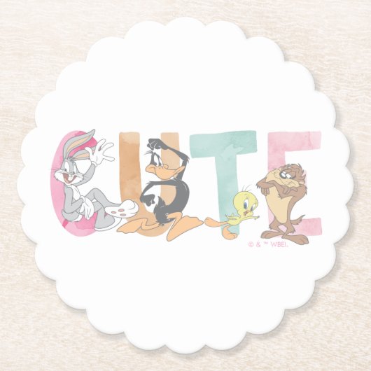 LOONEY TUNES™ Schattigee Waterverf Wordmark Kartonnen Onderzetters (Voorkant)