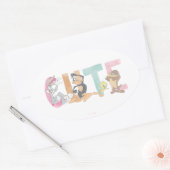 LOONEY TUNES™ Schattigee Waterverf Wordmark Ovale Sticker (Envelop)