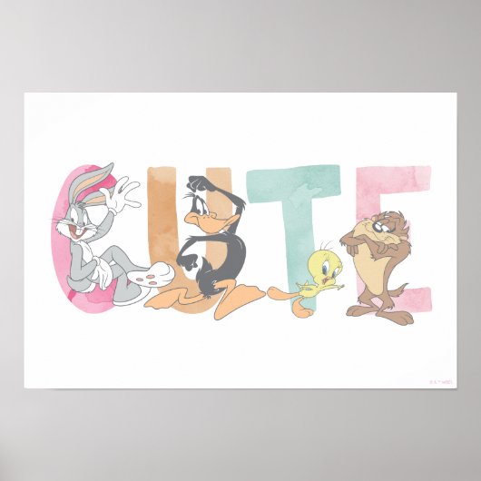 LOONEY TUNES™ Schattigee Waterverf Wordmark Poster (Voorkant)