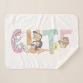 LOONEY TUNES™ Schattigee Waterverf Wordmark Sherpa Deken (Voorkant (horizontaal))