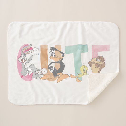 LOONEY TUNES™ Schattigee Waterverf Wordmark Sherpa Deken (Voorkant (horizontaal))