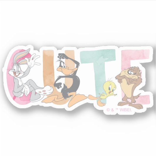LOONEY TUNES™ Schattigee Waterverf Wordmark Sticker (Voorkant)
