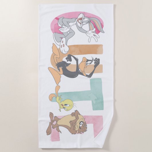 LOONEY TUNES™ Schattigee Waterverf Wordmark Strandlaken (Voorkant)