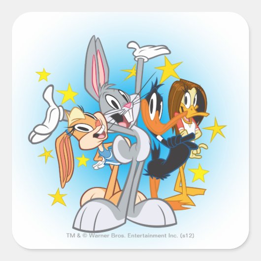 LOONEY TUNES™ Show Groep Vierkante Sticker (Voorkant)