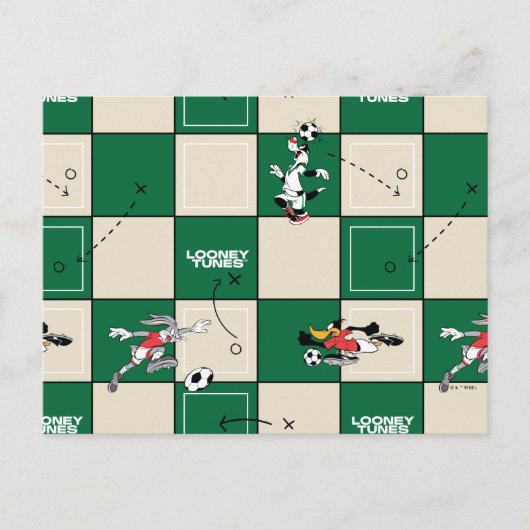 LOONEY TUNES™ Soccer Grid Pattern Briefkaart (Voorkant)