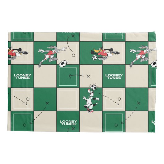 LOONEY TUNES™ Soccer Grid Pattern Kussensloop (Achterkant)