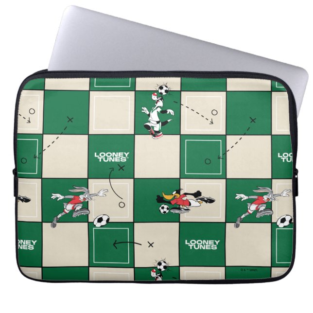 LOONEY TUNES™ Soccer Grid Pattern Laptop Sleeve (Voorkant)