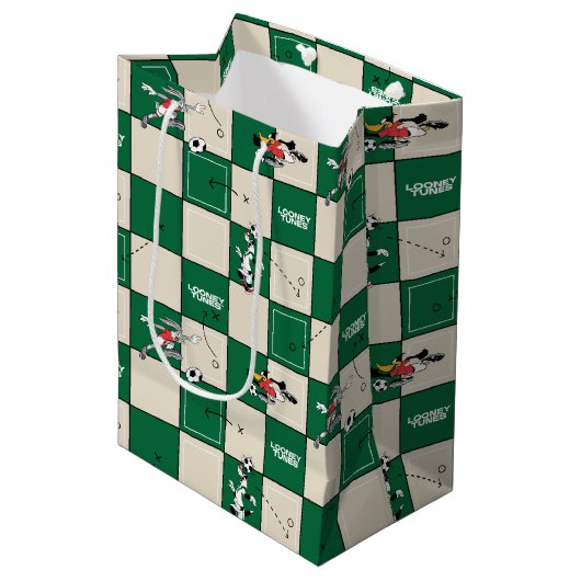 LOONEY TUNES™ Soccer Grid Pattern Medium Cadeauzakje (Voorkant Gekanteld)