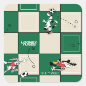 LOONEY TUNES™ Soccer Grid Pattern Vierkante Sticker (Voorkant)