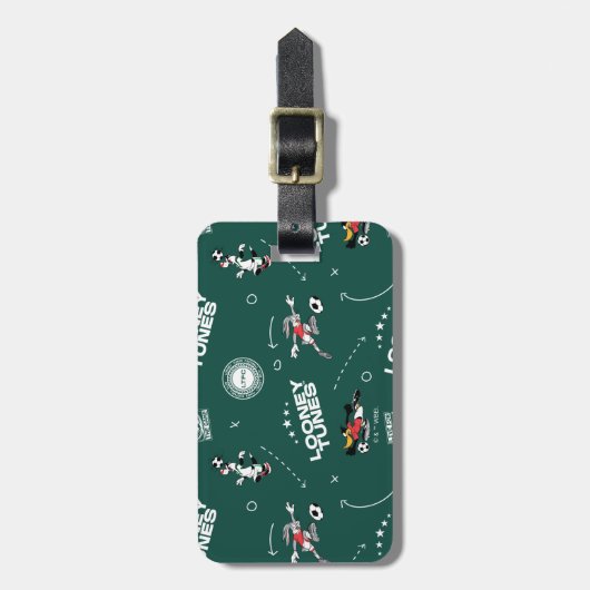 LOONEY TUNES™ Soccer Playbook Pattern Bagagelabel (Voorkant verticaal)