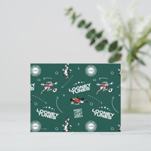 LOONEY TUNES™ Soccer Playbook Pattern Briefkaart (Staand voorkant)