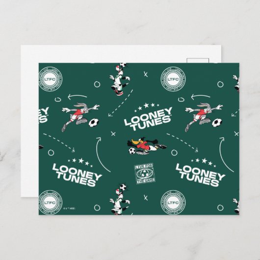 LOONEY TUNES™ Soccer Playbook Pattern Briefkaart (Voorkant / Achterkant)