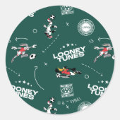 LOONEY TUNES™ Soccer Playbook Pattern Ronde Sticker (Voorkant)