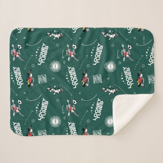 LOONEY TUNES™ Soccer Playbook Pattern Sherpa Deken (Voorkant (horizontaal))