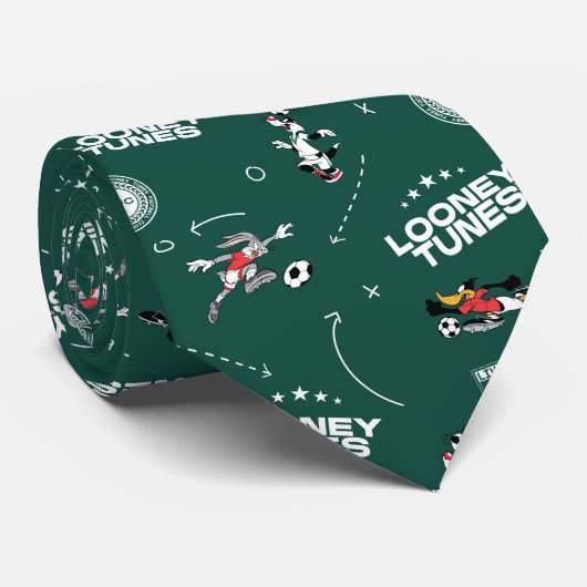LOONEY TUNES™ Soccer Playbook Pattern Stropdas (Opgerold)