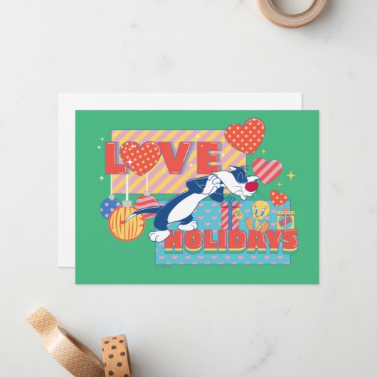 LOONEY TUNES™ | SYLVESTER™ & TWEETY™Love Feestdage Notitiekaartje (Voorkant / Achterkant in situ)