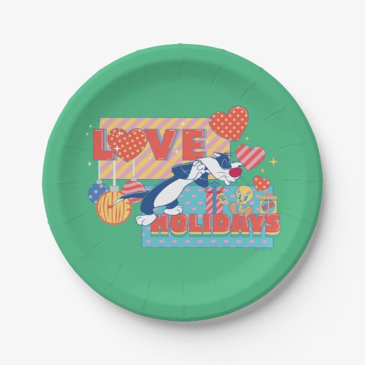 LOONEY TUNES™ | SYLVESTER™ & TWEETY™Love Feestdage Papieren Bordje (Voorkant)