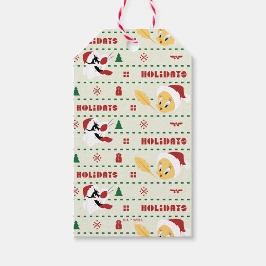 LOONEY TUNES™ SYLVESTER™ & TWEETY™ vakantiepatroon Cadeaulabel (Voorkant)