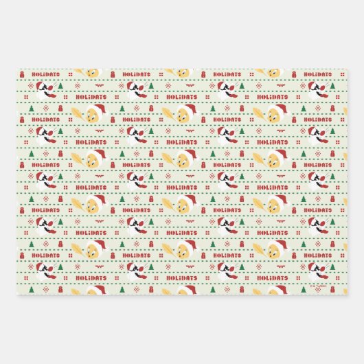 LOONEY TUNES™ SYLVESTER™ & TWEETY™ vakantiepatroon Inpakpapier Vel (Voorkant 2)