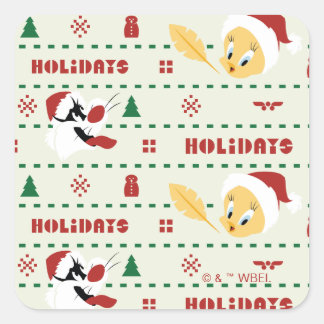 LOONEY TUNES™ SYLVESTER™ & TWEETY™ vakantiepatroon Vierkante Sticker