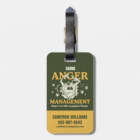 LOONEY TUNES™ |TAZ™ ACME Anger Management Bagagelabel (Achterkant verticaal)