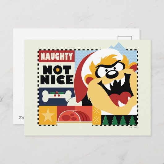 LOONEY TUNES™ TAZ™ Naughty Not Nice Feestdagenkaart (Voorkant / Achterkant)