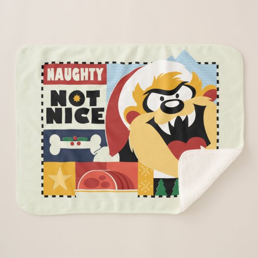 LOONEY TUNES™ TAZ™ Naughty Not Nice Sherpa Deken (Voorkant (horizontaal))