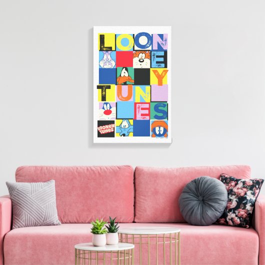LOONEY TUNES™-tekencheckerblokken Canvas Afdruk (Insitu (Woonkamer))