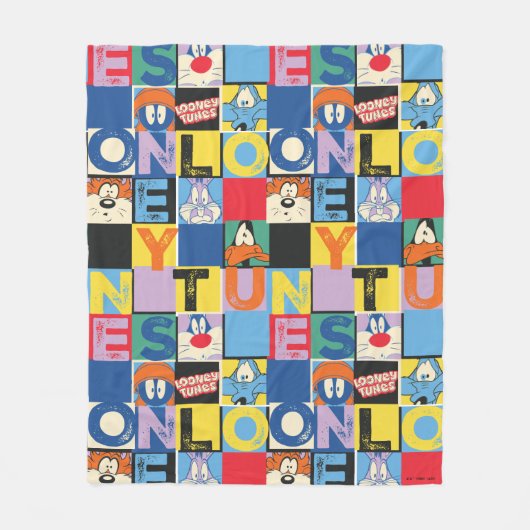 LOONEY TUNES™-tekencheckerblokken Fleece Deken (Voorkant)