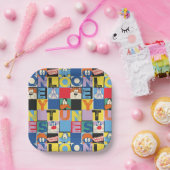 LOONEY TUNES™-tekencheckerblokken Papieren Bordje (Feest)