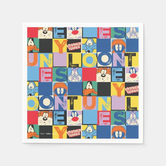 LOONEY TUNES™-tekencheckerblokken Servet (Voorkant)