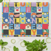 LOONEY TUNES™-tekencheckerblokken Theedoek (Gevouwen)