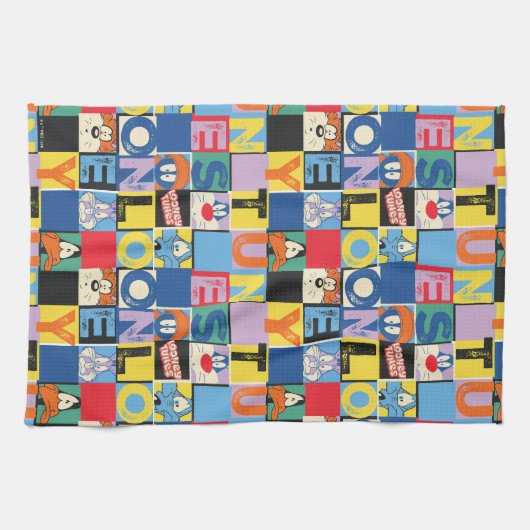 LOONEY TUNES™-tekencheckerblokken Theedoek (Horizontaal)