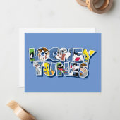 LOONEY TUNES™-tekens in letters Notitiekaartje (Voorkant / Achterkant in situ)