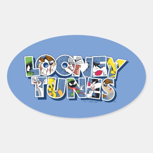 LOONEY TUNES™-tekens in letters Ovale Sticker (Voorkant)