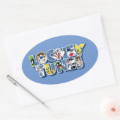LOONEY TUNES™-tekens in letters Ovale Sticker (Envelop)
