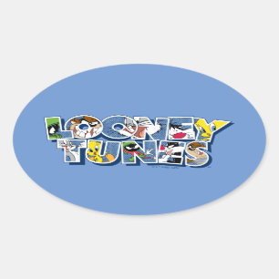 LOONEY TUNES™-tekens in letters Ovale Sticker