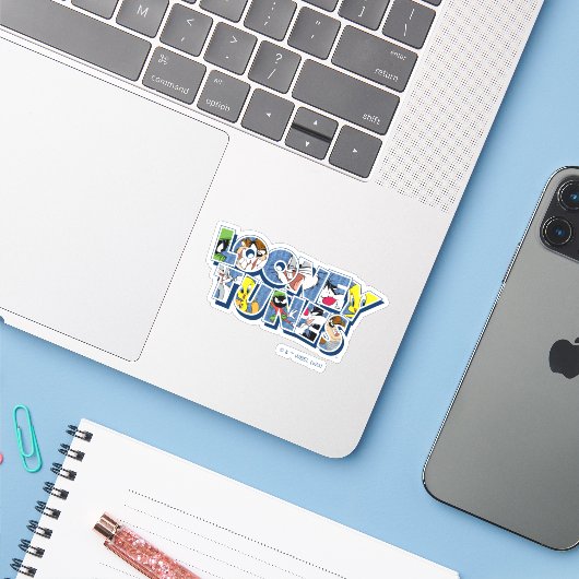 LOONEY TUNES™-tekens in letters Sticker (Laptop met iPhone)