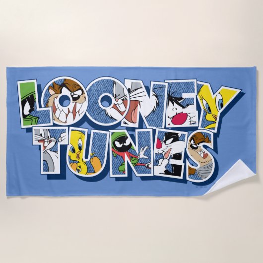 LOONEY TUNES™-tekens in letters Strandlaken (Voorkant)