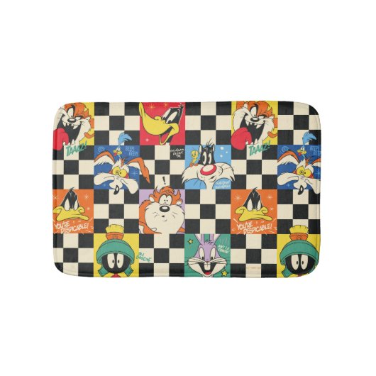 LOONEY TUNES™-tekens op zwart-witchecker Badmat (Voorkant)