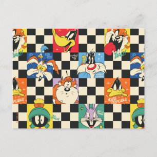 LOONEY TUNES™-tekens op zwart-witchecker Briefkaart