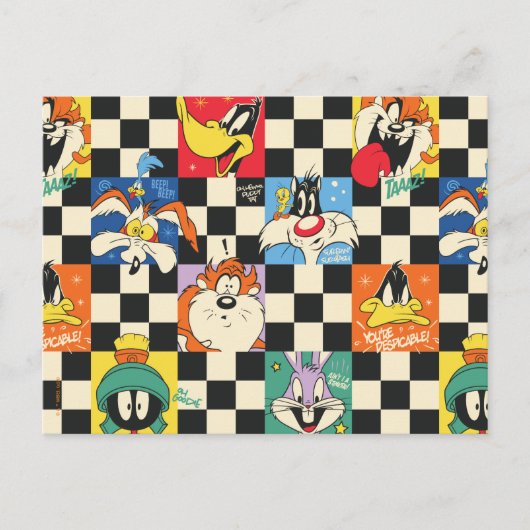 LOONEY TUNES™-tekens op zwart-witchecker Briefkaart (Voorkant)