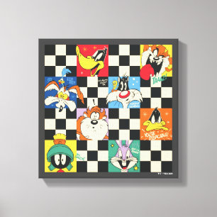 LOONEY TUNES™-tekens op zwart-witchecker Canvas Afdruk