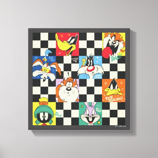 LOONEY TUNES™-tekens op zwart-witchecker Canvas Afdruk (Voorkant)