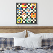 LOONEY TUNES™-tekens op zwart-witchecker Canvas Afdruk (Insitu (Slaapkamer))
