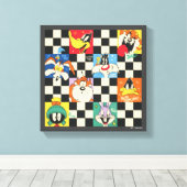 LOONEY TUNES™-tekens op zwart-witchecker Canvas Afdruk (Insitu (Houten vloer))