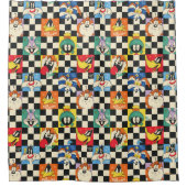 LOONEY TUNES™-tekens op zwart-witchecker Douchegordijn (Voorkant)