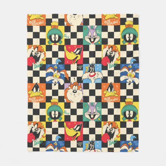 LOONEY TUNES™-tekens op zwart-witchecker Fleece Deken (Voorkant)