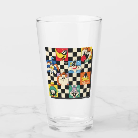 LOONEY TUNES™-tekens op zwart-witchecker Glas (Voorkant)